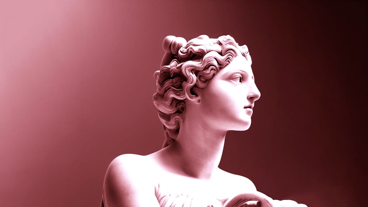 美の女神アフロディーテの大理石像を3Dイラストで表現したもの。